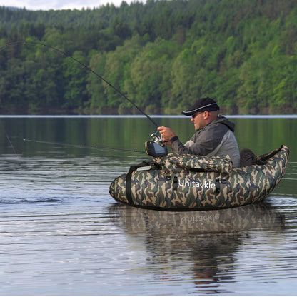 UNITACKLE Inflatable Float Tube, with Paddles, Fish Ruler, Air Pump, Storage Bag, Adjustable Shoulder Straps, Weight Capacity of 286 lbs, for Adults Fishing in Rivers and Lakes, Camo Military Green