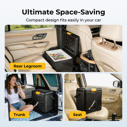 BougeRV 12 Volt Refrigerator with 240Wh Battery, 21QT Car Fridge, 20L Portable Freezer, -4~68℉, 12/24V DC, 110~240V AC, Ideal for 2 People, Road Trips, Truck, Camping(2026 New Model: CRH20 and B240)