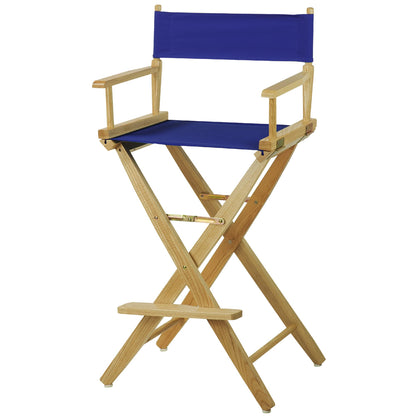 Casual Home American Trails Extra-Wide Premium Directors Chair 30" H Bar Height Natural Frame Blue Canvas