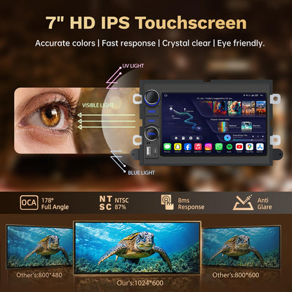 [4Core + 64G ROM] Car Radio Stereo for Ford F150 2004-2008: 7" Touch Screen Head Unit with Wireless Carplay Android Auto Bluetooth 5G-WiFi GPS RDS EQ HiFi FM Mirror Link SWC Backup Camera