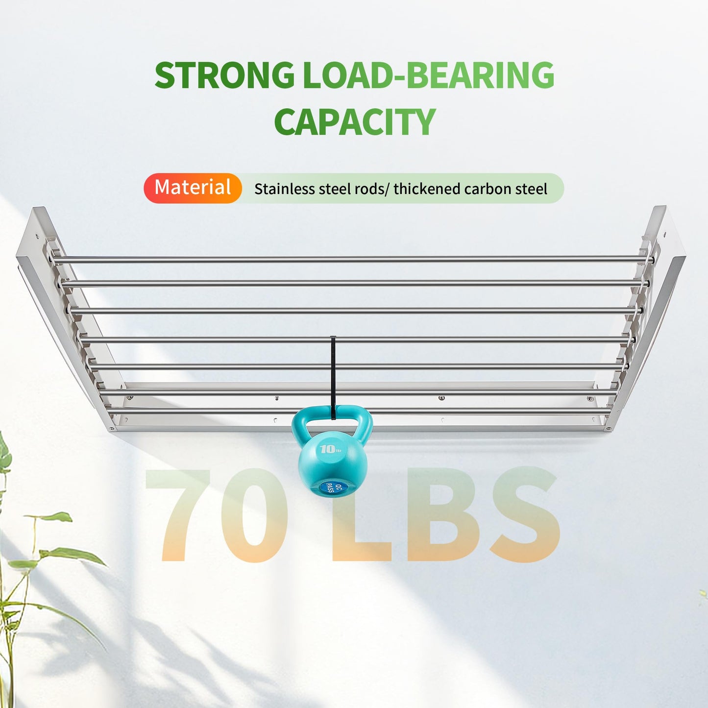 Heshecein Wall Mounted Drying Rack,Collapsible Drying Racks for Laundry,7 Stainless Steel Rods,Folding Indoor/Outdoor Drying Rack Clothing,Collapsible Laundry Drying Rack,47” Wide