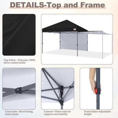 MASTERCANOPY Pop Up 10x10 Canopy Tent with Center Lock, 2 Shelters, 4 Poles, 230 Sq ft of Large Shade Space, for Camping, Picnics & Beach (10'x10',Black)