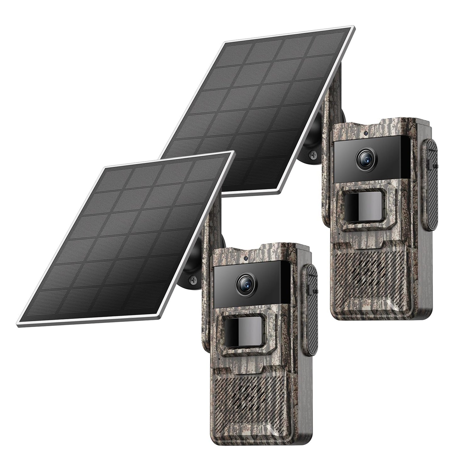 TKENPRO 4G LTE Cellular Trail Cameras 2 Packs Unlimited Data Plan Solar Trail Cameras Built in SIM Card Game Camera IP65 Waterproof Security Camera with 2K Live Video, No Glow Night Vision