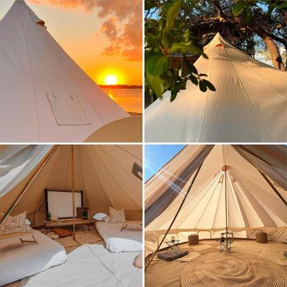 DANCHEL OUTDOOR B5PRO 4 Season Canvas Tent with Stove Jack Camping, Large Bell Tent with AC Port Yurt All Year Living, Luxury Glamping for 8 Person Hunting Party, 20ft/6m