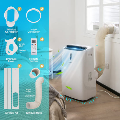 COSTWAY 14000BTU Portable Air Conditioner, 4-in-1 Oscillation Air Cooler with Cooling/Humidifier/Heater/Fan, 3 Speeds Fan, Remote Control, WiFi Smart Control (14000BTU)