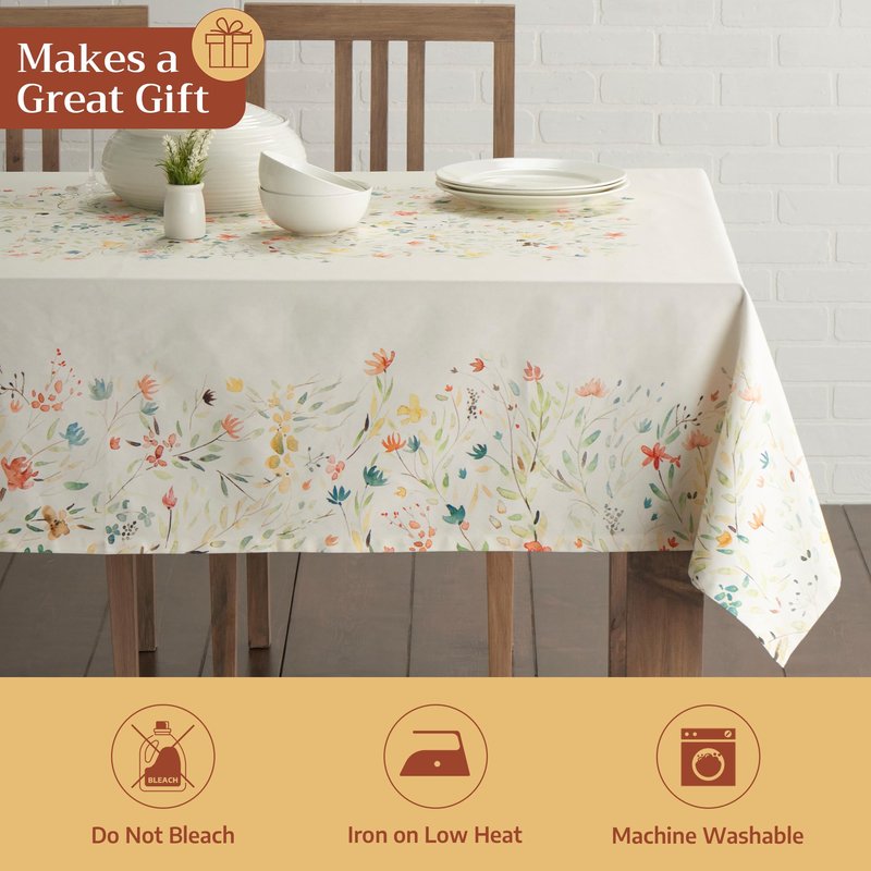 Maison d' Hermine Table Cloth Rectangle Table 100% Cotton 70 x 140 Inches Tablecloth Reusable Decorative for Dining Kitchen Room Farmhouse Home Gifts for Mothers Day Spring Summer - Colmar
