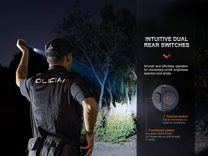 Fenix PD36R Pro High Lumen Tactical Flashlight, 2800 Lumen Dual Rear Switches USB-C Rechargeable with Lumentac Organizer