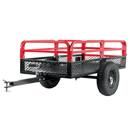 Big RED Heavy Duty ATV Dump Trailer, 1500lb Capacity 15 cu.ft Utility Cart with Red Steel Railings,16" Tires for Tractor, UTV