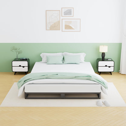 VIPSHOW 5 Inch Full Metal Bed Frame Round Corner Low Platform Bed Frames 3000 LBS Heavy Duty Steel Slats Support Mattress Foundation No Box Spring Needed, Noise Free, Easy Assembly, Black