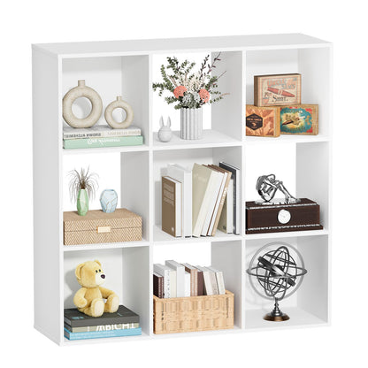 Nestwise 9 Cube Storage Organizer, Free Standing Display Shelf with Open Cubes, Floor Standing Book Shelf Bookcase with Storage for Home Office, Living Room, Bed Room (White, 9-Cube)