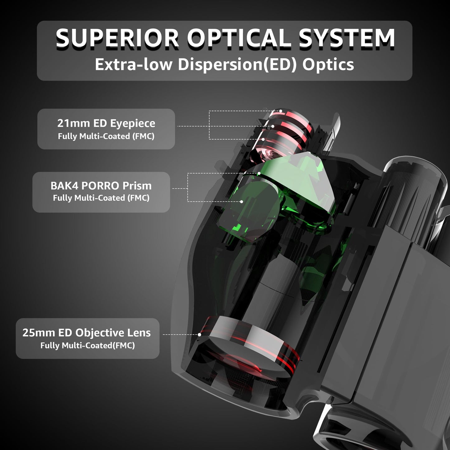 Culture Gifts 8x25mm Binoculars for Adults High Power Clear View, Easy Focus, Multi-Coated Lens, BAK-4, 21mm ED Eyepiece, Twist-up Eyecup, Magnification Compact Binocular for Hunting Bird Watching