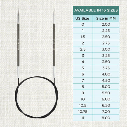 KnitPro Karbonz Fixed Circular Needle 40"(100cm) | US Size 1.5 (2.5mm)
