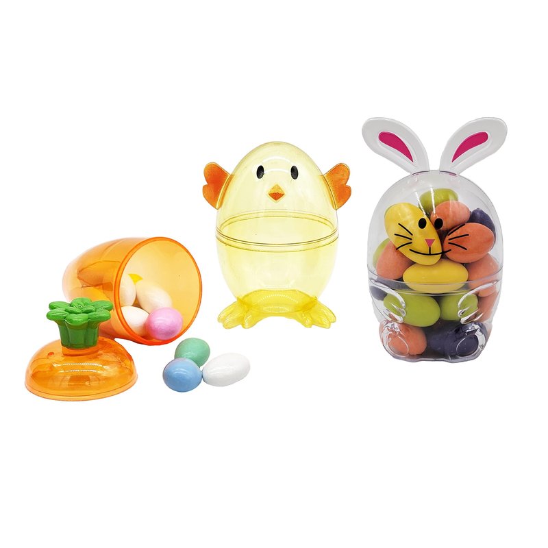 The Dreidel Company Fillable Easter Carrots, Bunny, and Chick 6-Pack Containers, Perfect Characters for Easter Egg Hunt, Basket Stuffers Filler, Surprise Carrot, Classroom Price Supplies, Party Favor