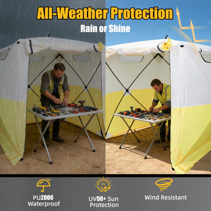 Work Tent WT-66 Pop Up Work Tent 6x6 ft Jobsite Tent, 420D Oxford PU2000mm CPAI-84 V0 Flame Retardant, Instant Tool-Free Setup Portable Work Shelter, UV50+ Heavy Duty Construction Tent
