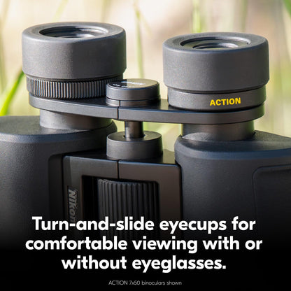 Nikon Action 7x50 Binocular | Multilayer-Coated Nikon Optics, Bright 50mm Objective Lenses, 7X Power, Turn-and-Slide Adjustable eyecups and Tripod-Ready Porro-Prism Design