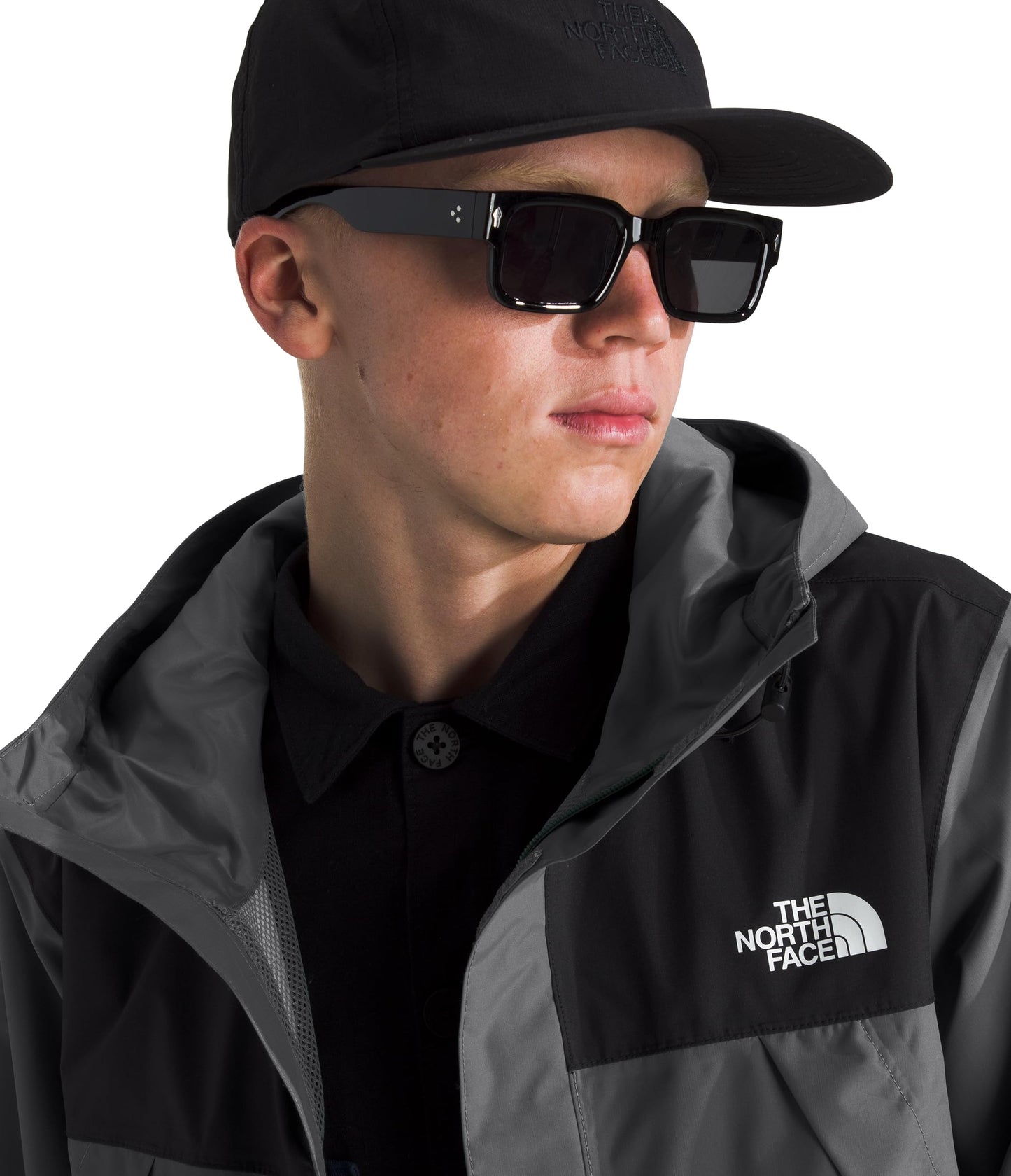 The North Face Men's Antora Jacket (Standard & Big Size) - Waterproof & Windproof Rain Coat, Secure Zip Hand Pockets, Smoked Pearl/TNF Black-NPF, Medium