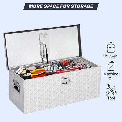 GarveeLife Heavy Duty Aluminum Truck Bed Tool Box – 36x15x15 in, Diamond Plate, Weatherproof & Lockable, T-Handle, Side Handles, Star Diamond Design, Silver
