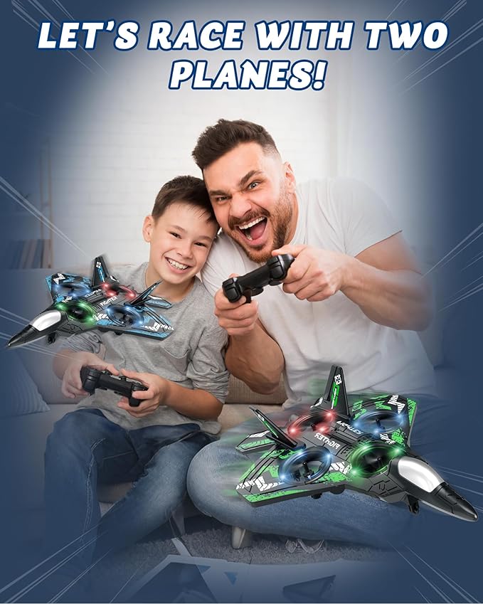 Drones for Kids Form RC Plane Remote Control Airplane Aircrafts for Boys and Girls Jet Helicopter Drones with LED Lights 360° Flip 4 Rechargeable Batteries Toys for Christmas (2 Pack)