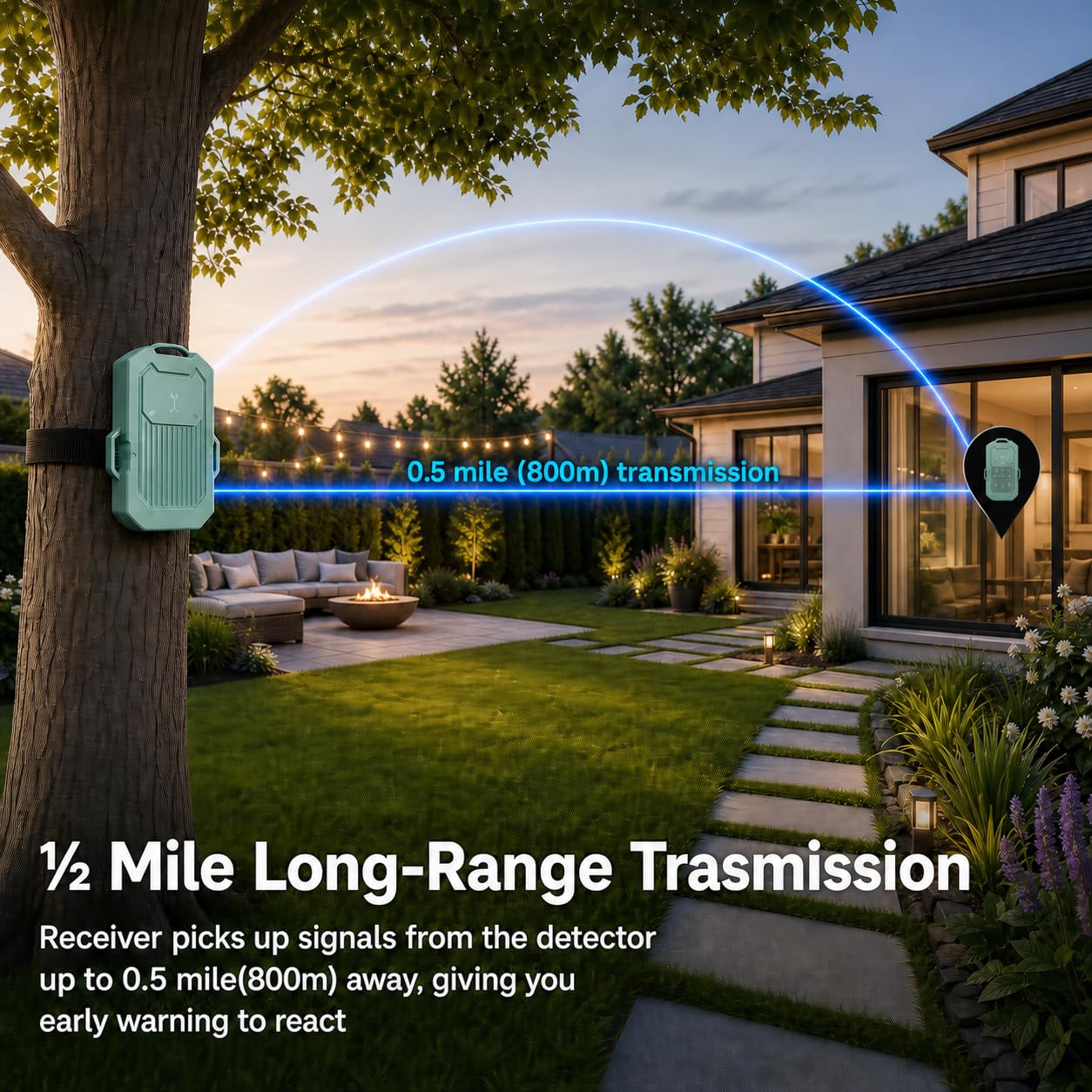 LETWESAF Accurate Radar Perimeter Alarm, 24GHz mmWave Radar Motion Sensor & Detector,1/2 Mile Wireless Range, Rechargeable Weatherproof Outdoor Security System for Home Property Yard Driveway Camping