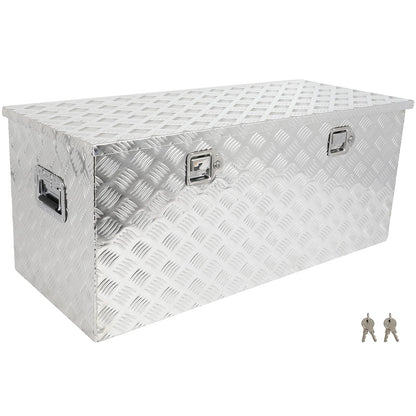 SCITOO 44 Inch Aluminum Diamond Plate Heavy Duty Truck Bed Tool Box,Crossover Storage for Most Full Size Pickups,Lockable Weatherproof Chest,Fits 44" Truck Beds,Easy Access to Load and Unload