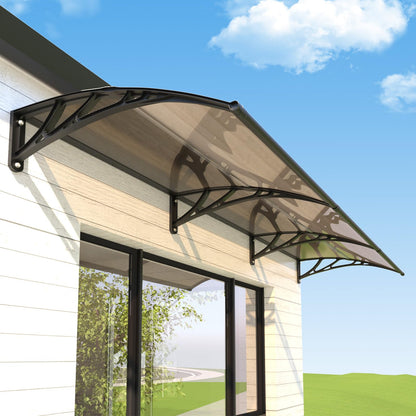 NEBAIKA Awning for Outside, 32x120 UV-Resistant Rain and Snow-Proof House Overhang Canopy, Polycarbonate Door Awnings Exterior for Outdoor Patio, Porch, Deck, Window