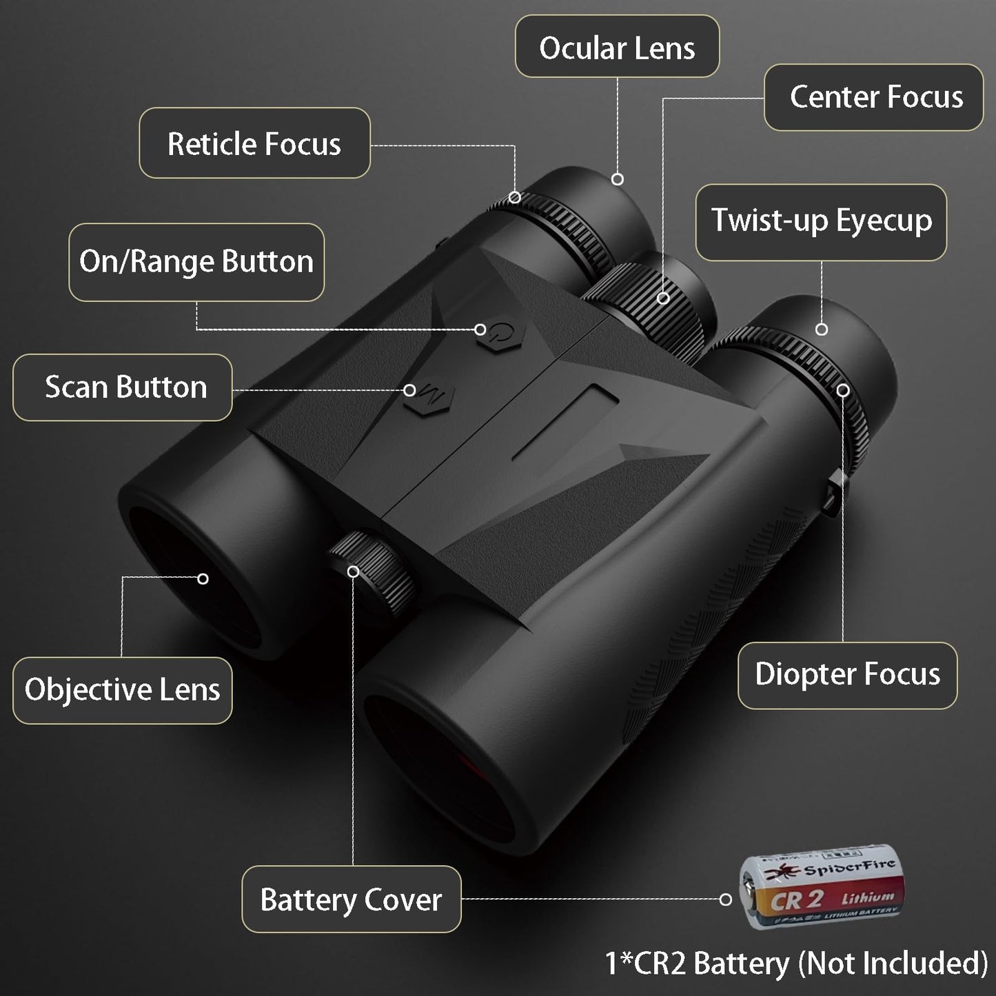 Gravoptics Rangefinder Binoculars for Hunting, 1968 Yard Long Range Laser Rangefinding 10x42mm HD, Fast 0.15s IP65 Waterproof ±0.5m Accuracy Compact Range Finder for Hiking, Golf, Outdoor Adventures