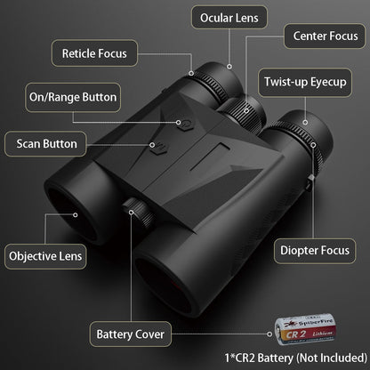 Gravoptics Rangefinder Binoculars for Hunting, 2624 Yard Long Range Laser Rangefinding 10x42 mm HD, Fast 0.15s IP65 Waterproof Accuracy ±0.5m Range finder Built in for Hunter, Golf, Outdoor Adventures