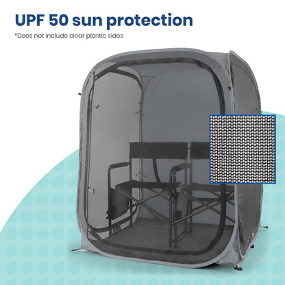 Under the Weather WeatherPod Tank MyPod™ Mesh 1-2 Person Pop-Up Screen Tent Pod - The Original Shark Tank - Keeps Out Bugs, Mosquitos with UPF 50 Sun Protection, Silver
