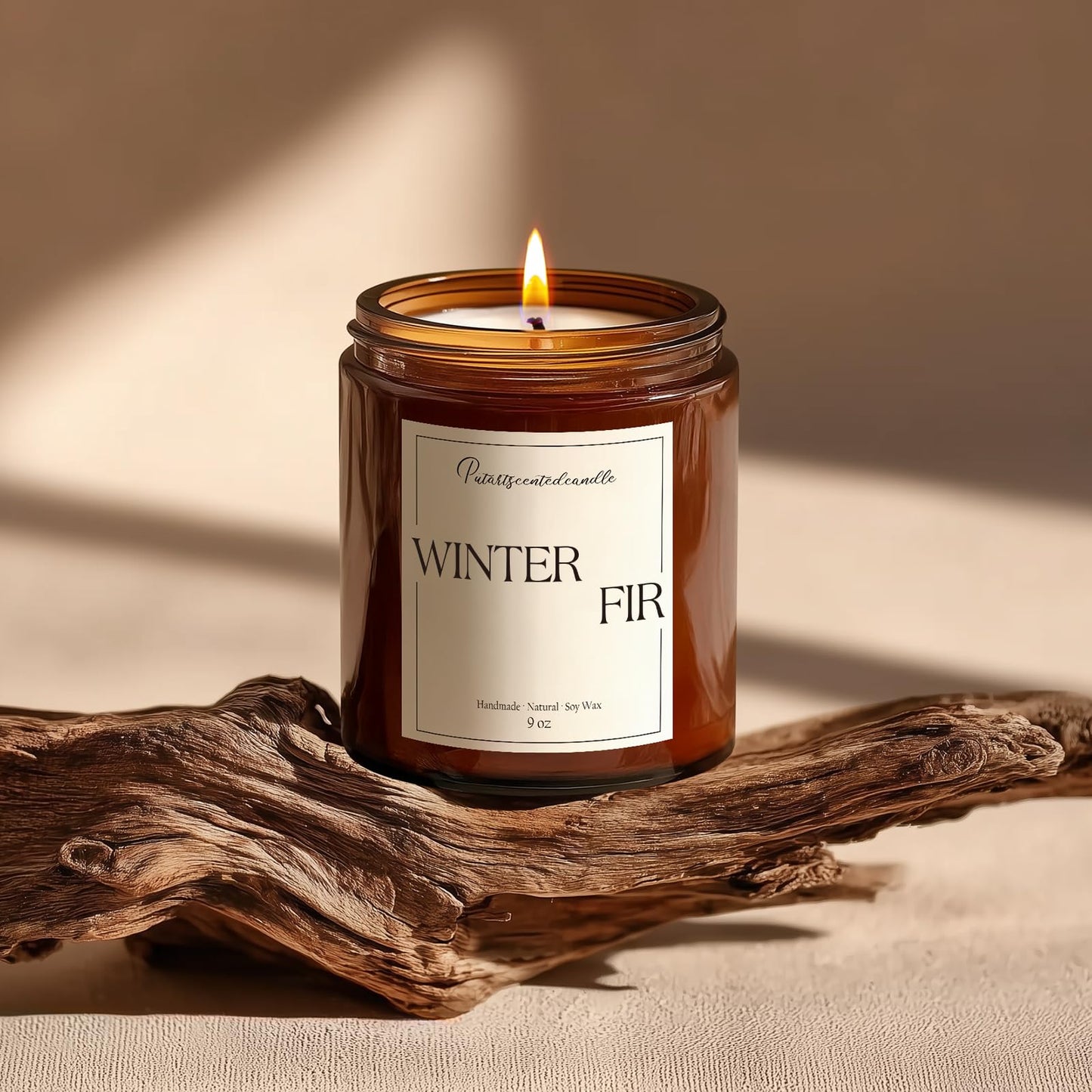 Putart Fir Scented Candles for Home, Natural Soy Wax Aromatherapy Non Toxic Winter Fir Candle Gifts for Women Men, Home Fragrance Decoration Glass Jar Candle for Meditation and Relaxation (9oz)