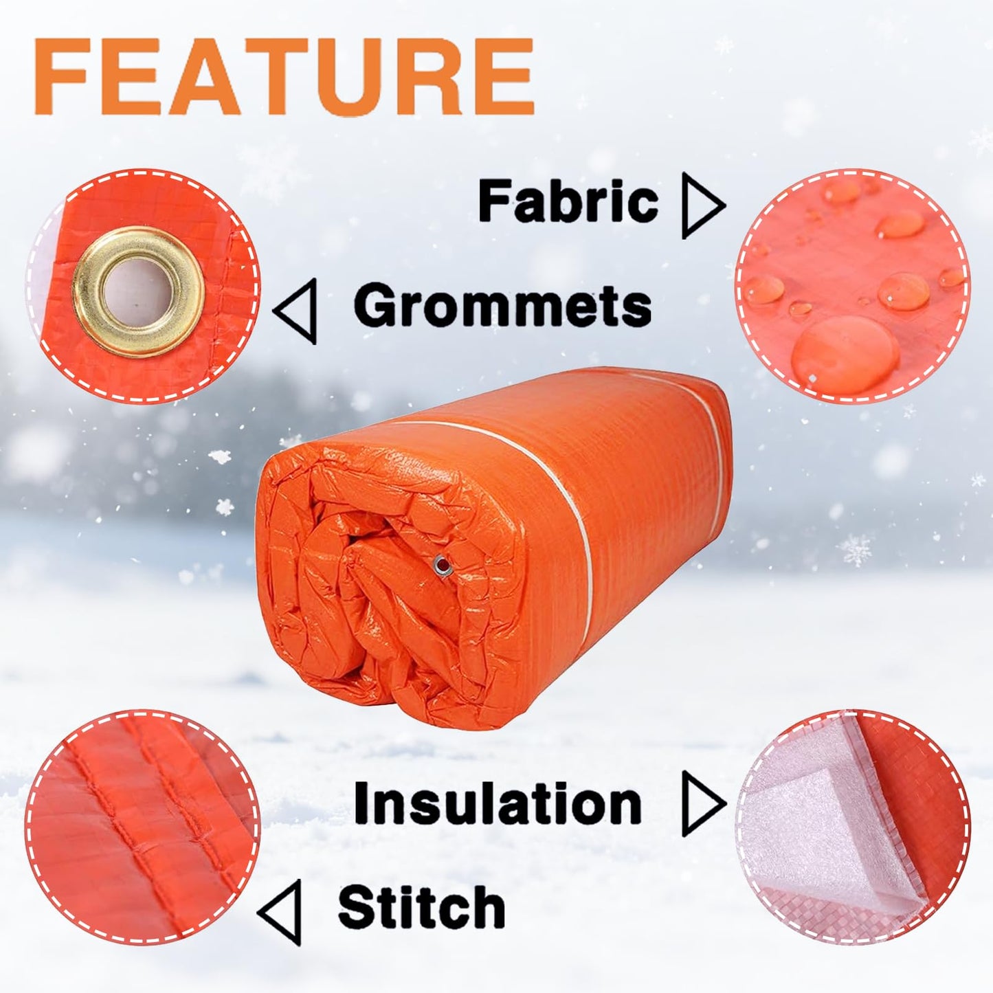 ONENESS Concrete Blanket, Construction Concrete Curing Blanket 3.6mm/0.15inch Thickness, Tarpaulin, Multipurpose Use Waterproof Tarps with Ball Bungee Cords,12' x 24'