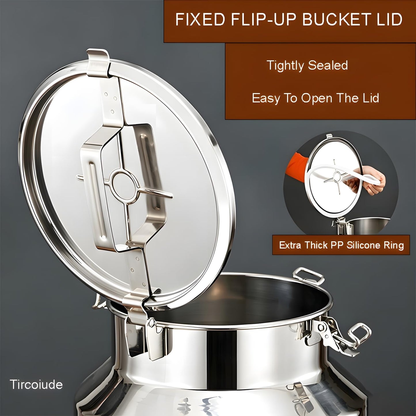 Tircoiude Stainless Steel Milk Can, 7.4Gal Food Grade 304 Stainless Steel Airtight Storage Canister with Locking Clamp Handle, Metal Storage Container for Oil, Wine, Grain and Raw Milk 28L