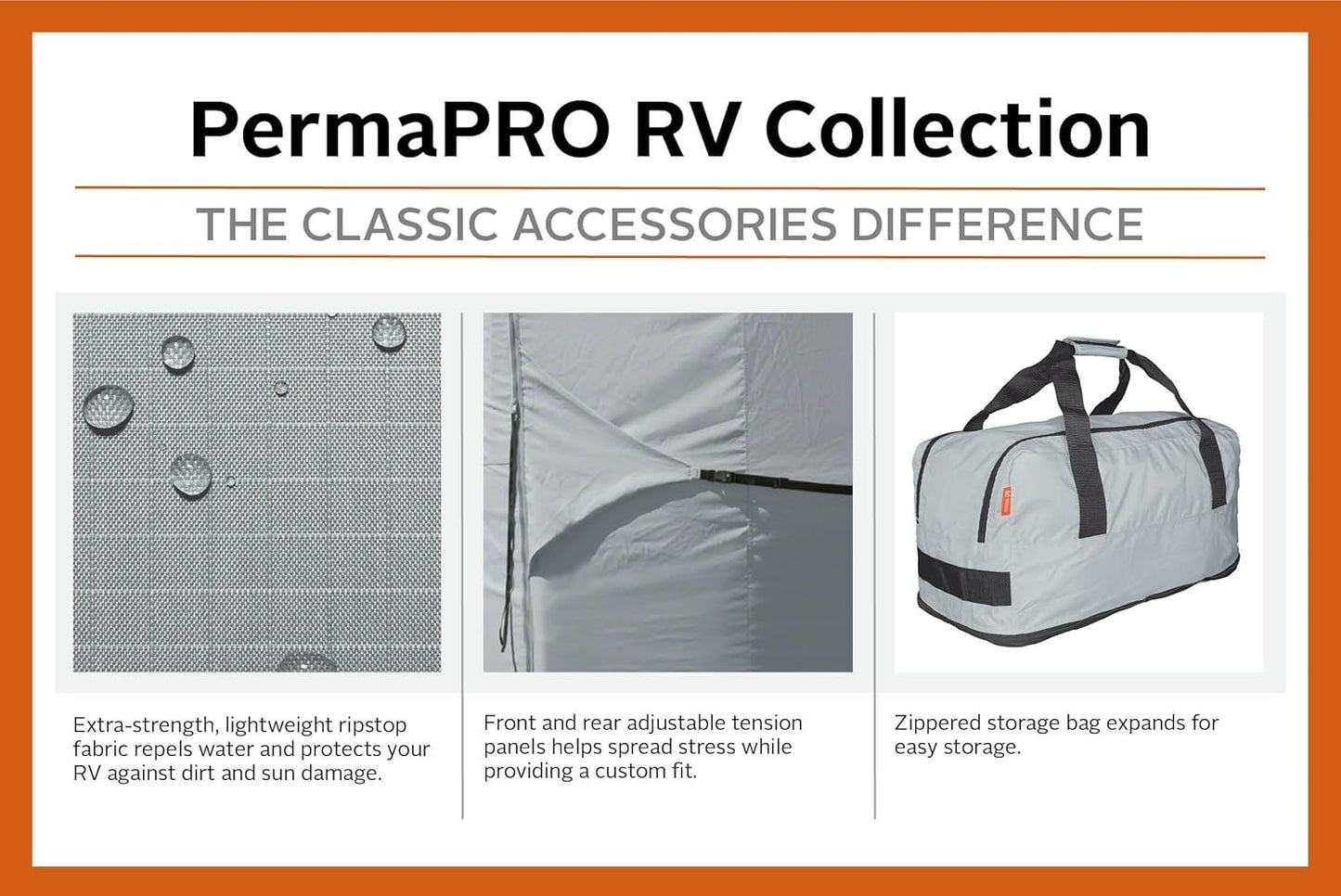 Classic Accessories Over Drive PermaPRO Molded Fiberglass Travel Trailer Cover, Fits 10'1" - 13' RVs, RV Cover, Camper Cover, Travel Trailer Cover