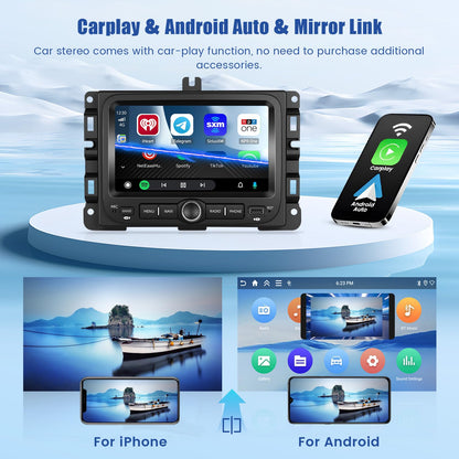 5Ghz WiFi 4G+64G Android 15 Car Radio for Jeep Renegade 2016-2021/Jeep Compass 2017-2020 Car Stereo with Wireless Carplay Android Auto,5.0 Bluetooth,Build-in EQ,7inch IPS Touchscreen,GPS,FM/RDS SWC