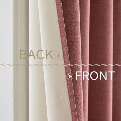 MIULEE 100% Blackout Linen Textured Curtains - Solid Thermal Insulated Drapes in Dusty Rose | 42 x 84 Inch (2 Panels)