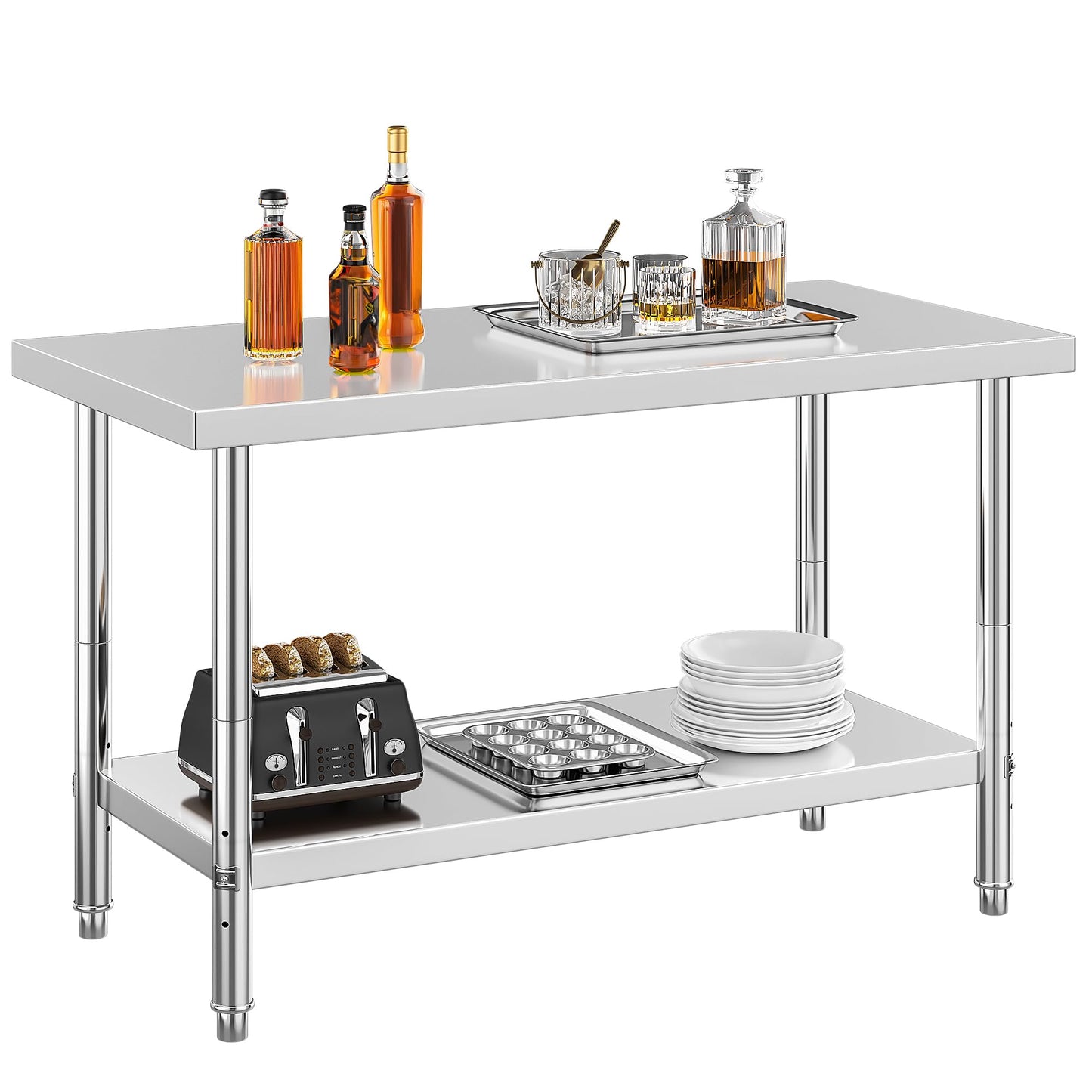 YITAHOME NSF Stainless Steel Table, 48" X 24" Work Table w/Undershelf, Heavy Duty Prep Table for Home Kitchen Commercial Restaurant Garage Warehouse Outdoor