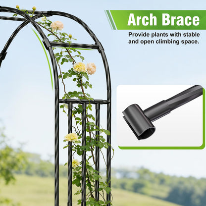 Jasdego Garden Arbor - 3.9x7.9ft Metal Garden Arch Trellis for Climbing Plants, Wide Sturdy Garden Arch, Ideal for Vines, Weddings, Halloween, Christmas & Outdoor Decor (Black)