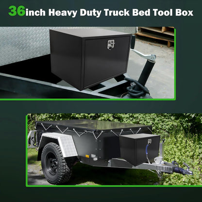 SCITOO 36" Iron Truck Bed Tool Box,Heavy Duty Crossover Storage for Most Full Size Pickups,Lockable Weatherproof Chest,Fits 36"WX24"DX24"H Truck Beds,Easy Access to Load and Unload
