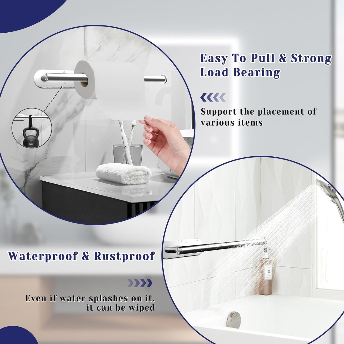Skiennix Stainless Steel Paper Towel Holder - Self-Adhesive or Drilling | Wall-Mounted for Kitchen & Bathroom