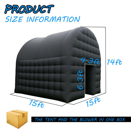 15x15x14FT Large Black Inflatable Tent Includes Blower Square Gazebo Event Room Large Inflatable Party Tent for Backyard,Outdoor EventsParties, Shows, Events, and Commercial Use