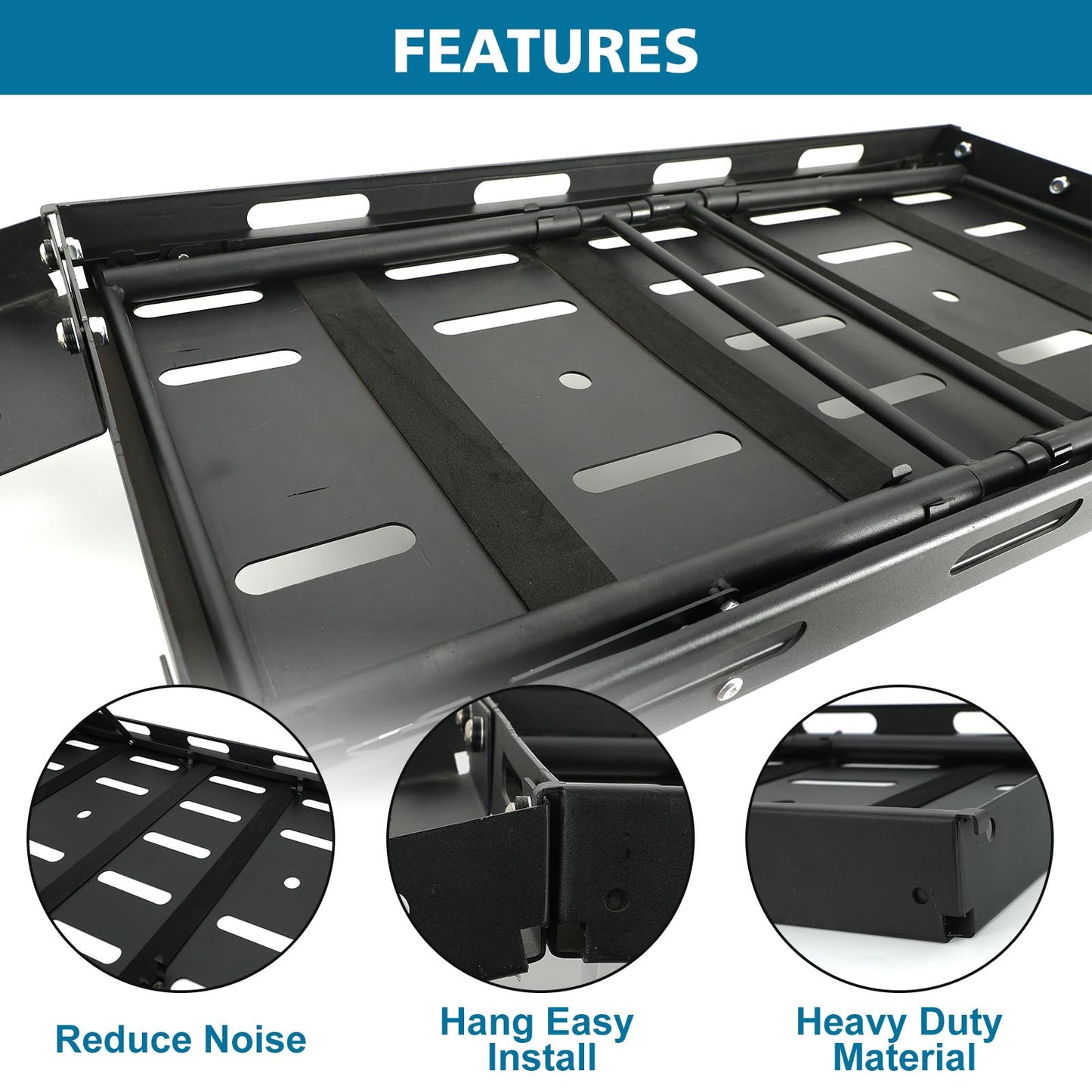 SUNPIE Rear Trunk Cargo Basket for Jeep Wrangler 2007-2025 JKU JLU 4 Doors, Hardtop Storage Rack & Camping Table | Heavy-Duty Organizer for Gear, Tools, Off-Road Accessories