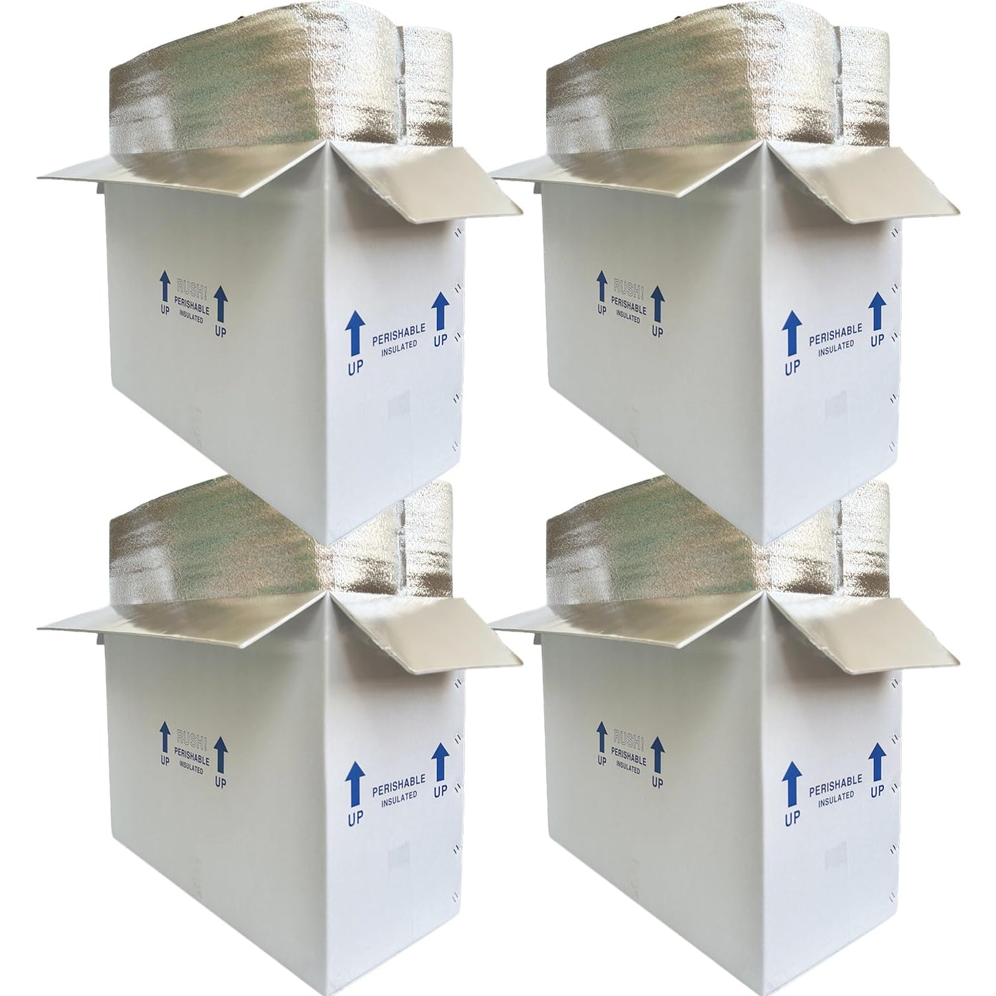 CH-BOX Insulated Cold Shipping Boxes with Liners, 4 Pack 26'' x 11'' x 19'', for Perishable Frozen Food, White (TB261119L-4)