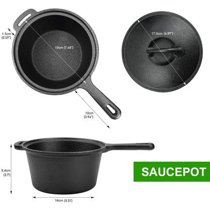 8 Piece Cast Iron Pots and Pans Set Cast Iron Skillets Bakeware And Square Grill Pan Camping Kitchen Cookware