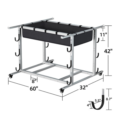 MR Volleyball Equipment Cart, Heavy-Duty Volleyball Gear Storage Trolley with 4 Removable Baskets & Lockable Wheels, Portable Volleyball Cart for Balls, Pads, Nets & Training Aids