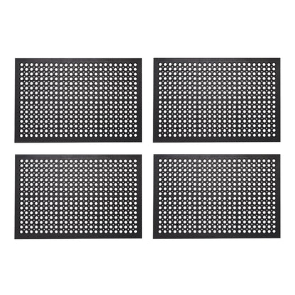 Envelor 4 Pack Anti Fatigue Mats for Kitchen Floor, Rubber Bar Mats, Non Slip Commercial Floor Mat with Drainage Holes, Indoor Outdoor Rubber Mat for Restaurant, Garage, Entryway 24 x 36 in