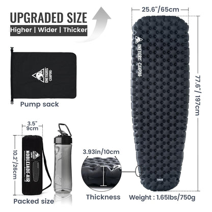 ONETIGRIS Noblejade Insulated Sleeping Pad with R7.3, Ultralight Inflatable Sleeping Pad Extreme Conditions Air Mattress withstands -22°F,Aluminum Film Insulation for Camping,Backpacking,Hiking
