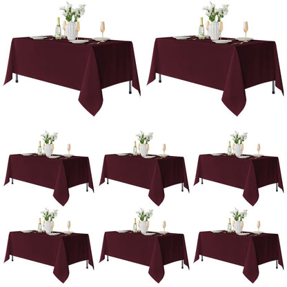 Fitable 8 Pack Table Cloth Rectangle Table: Stain and Wrinkle Resistant Tablecloth Rectangular, Washable Polyester Tablecloths for Wedding Party Dining Banquet Event Catering(Burgundy, 70x108 Inch)