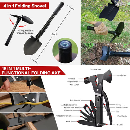 Survival Kit, 251 Pcs Survival Gear First Aid Kit with Molle System Compatible Bag and Emergency Tent, Emergency Kit for Earthquake, Outdoor Adventure, Hiking, Hunting, Gifts for Men Women