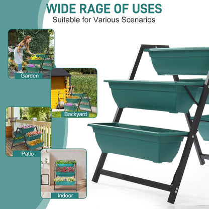 5-Tier Vertical Raised Garden Bed with 5 Planter Boxes, Large Mobile Garden Planter Stand for Herbs Flowers Vegetables, Outdoor Indoor Tiered Plant Bed for Patio Balcony Backyard