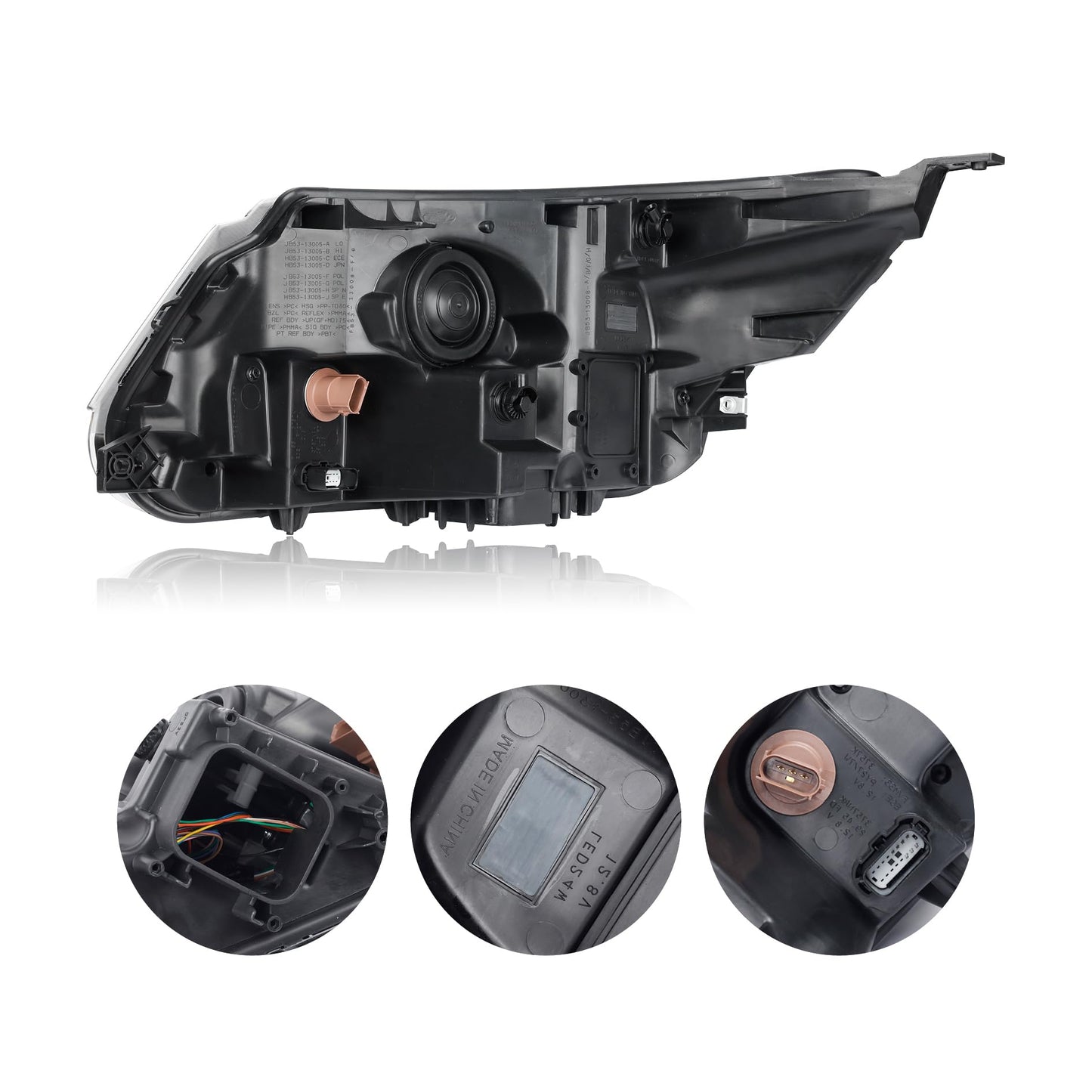 AutoZest Chrome Bezel LED Headlight W/o LED control module Assembly Compatible With 2016-2019 Ford Explorer Sport/Limited/XLT/Platinum Headlamp W/LED DRL Right Passenger Side FO2519130