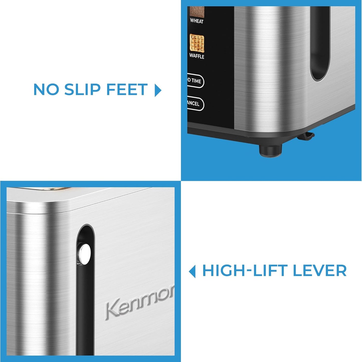 Kenmore 2-Slice Toaster - Touch Screen Controls, 6 Shade Settings & Extra Wide Slots | Stainless Steel